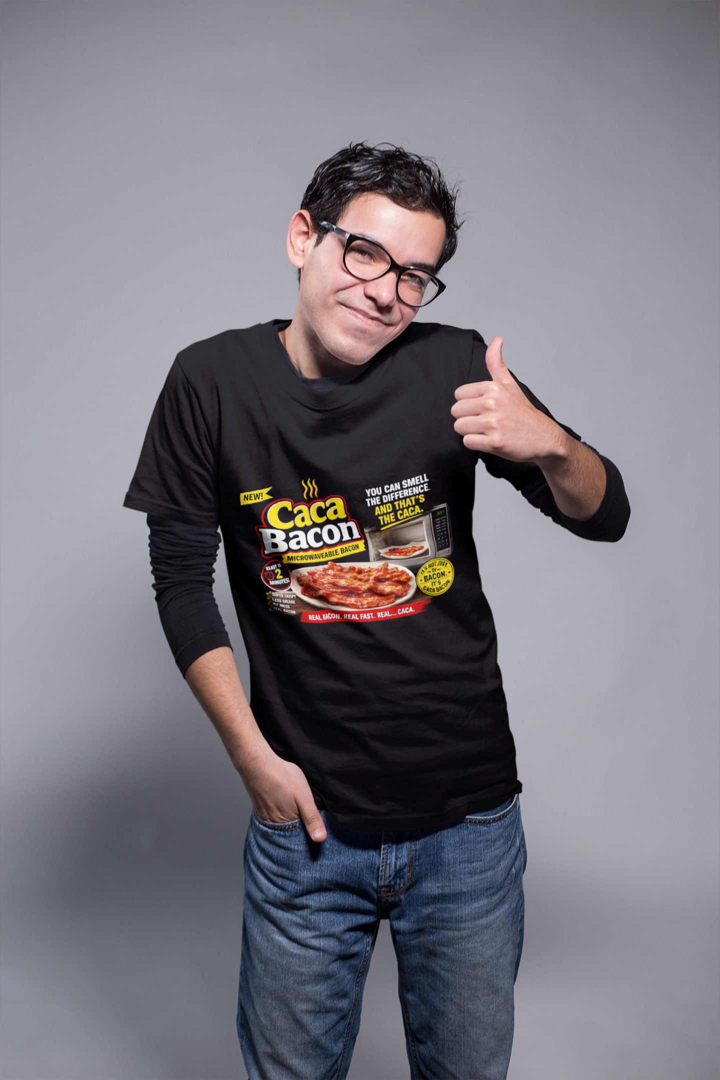 Caca Bacon Funny Microwave Bacon T‑ShirT
