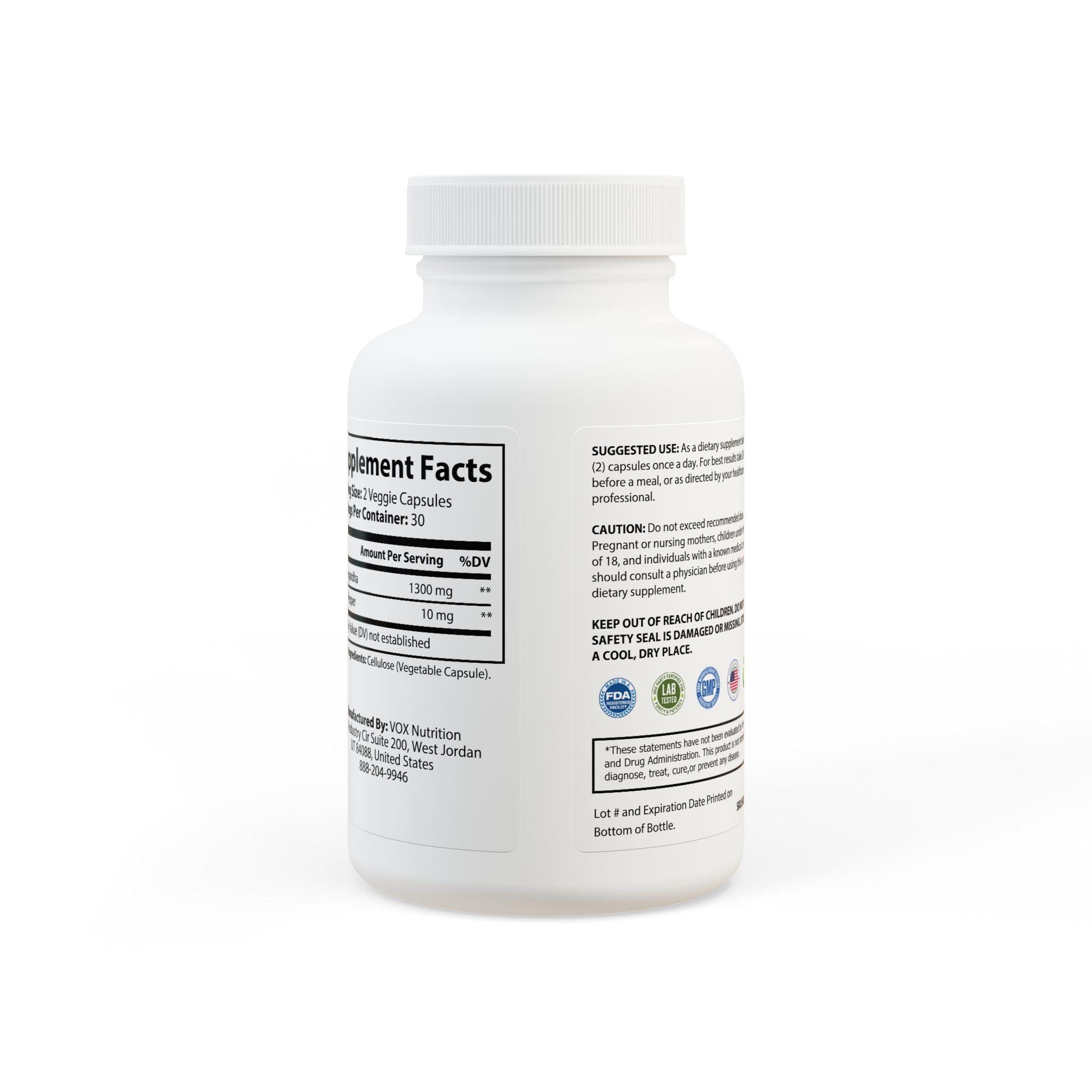 Cousin Emmy's Ashwagandha and Black Pepper Supplement (60 capsules)