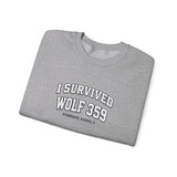 Crewneck Sweatshirt — "I Survived Wolf 359" Retro Sci‑Fi Crew