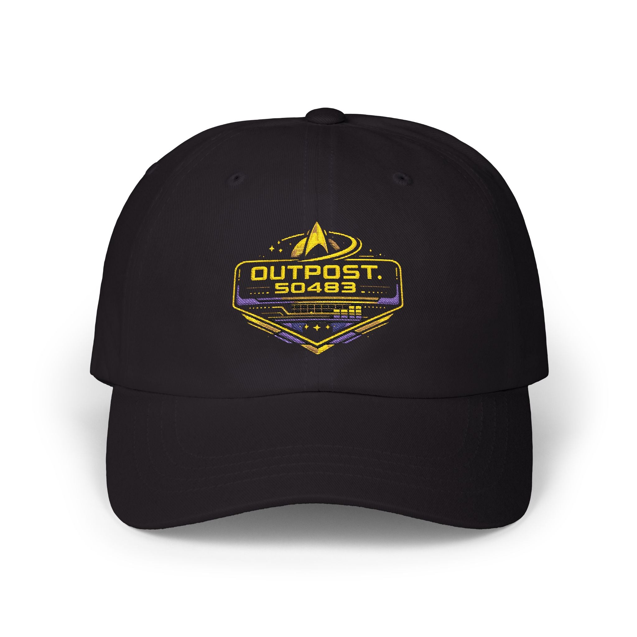Space Outpost Dad Cap — Distressed Sci‑Fi Patch Hat