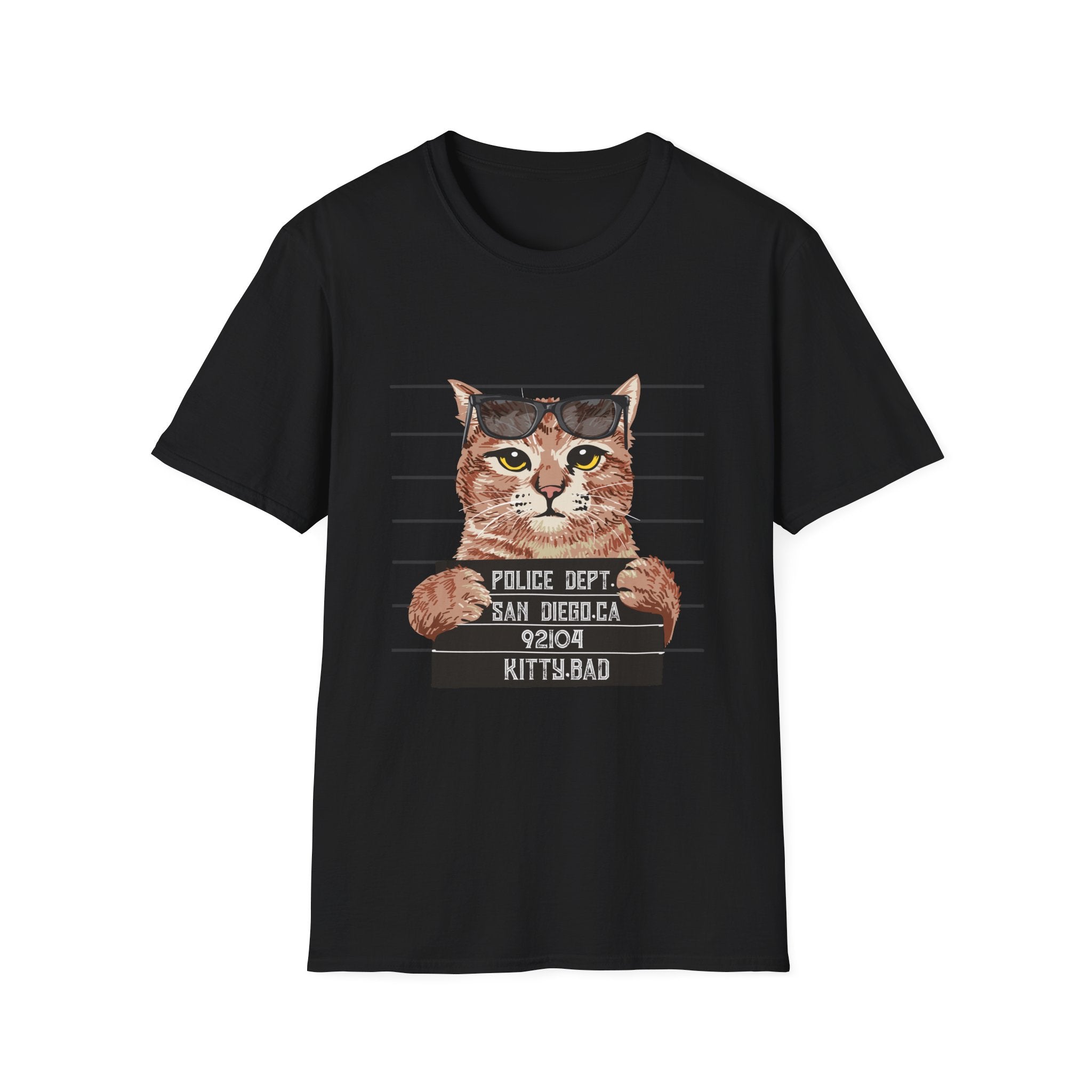 Cat Mugshot T-Shirt — 'Kitty & Bad' Funny Police Line Tee
