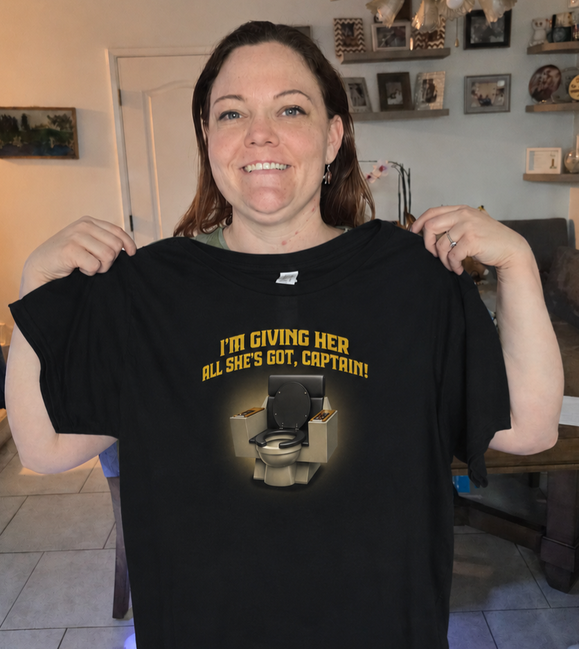 Captain's Chair Toilet T-Shirt – Funny Sci-Fi Parody Tee for Space Fans