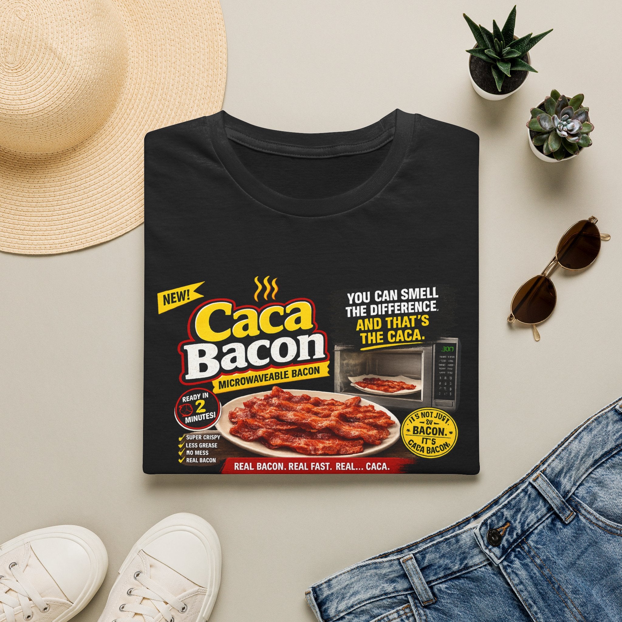 Caca Bacon Funny Microwave Bacon T‑ShirT
