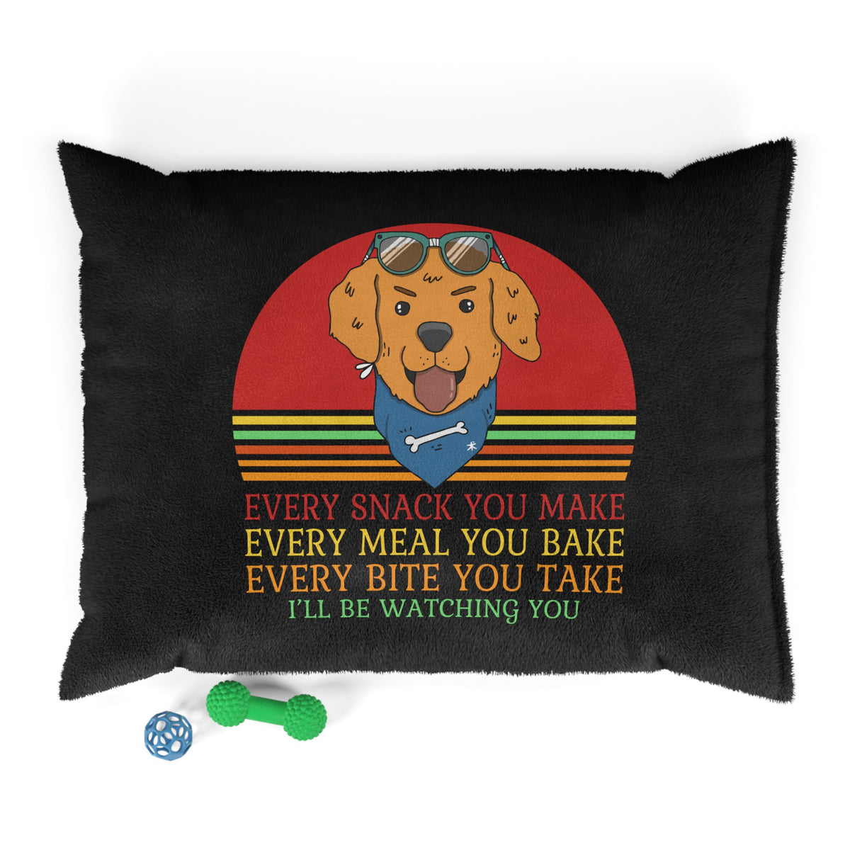Pet Bed — Retro Golden Retriever Design (“Every Snack You Make... I’ll Be Watching You”)